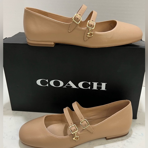 Coach Women's Tan Mary Jane Flats - Picture 3 of 10